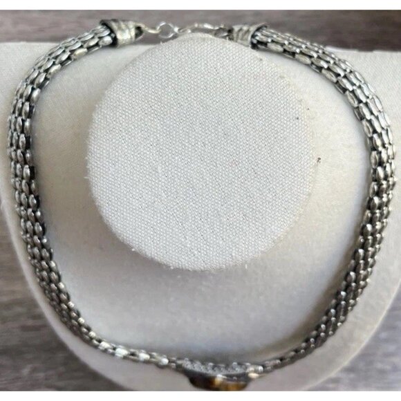 Vintage Tiger's Eye Silver Tone Women’s Necklace Chain 2 Pendants Elegant Sz 22” - Picture 7 of 14